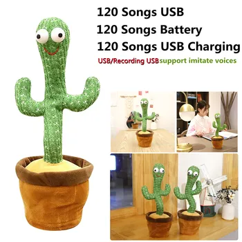 Aranyos Elektromos Kaktusz Plüss Baba Csavar, Tánc, Játék, Dekoráció Felvétel Papagáj USB Kaktusz Plüss Játék Vicces Tánc, Éneklés, Játék