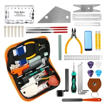 Gitár Repair Tool Kit 32pcs Gitár Javítási Karbantartási Eszközök Készlet, hordtáska Szakmai Gitár Telepítő Készlet Tartozékok