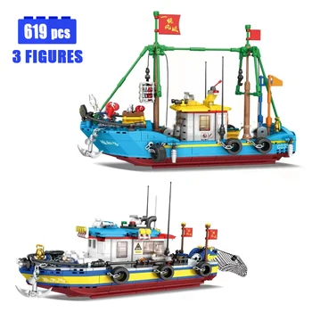 Halászati Csónak Kivitelező építőkövei Modell Összeszerelése MOC Kalóz Hajó Műszaki Tégla gyermekjátékok Karácsonyi Ajándék Szett