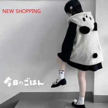 Japán Édes Lolita Lány Panda Kapucnis aranyos ruhát Összes mérkőzés Gyapjú Laza Harajuku Akadémia Aranyos Nő, Fenék Kapucnis y2k