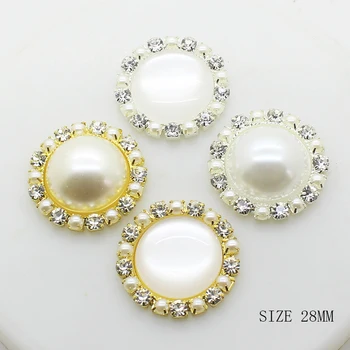 Új egyszínű 5 db/sok 28mm kör gyöngy, strassz magas minőségű tartozékok fényes bázis dekoratív kap esküvői termelés