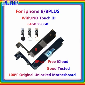 100% Eredeti iPhone 8/8 Plus Alaplap 64 GB/256 gb-os,Gyári kulccsal Teljes chips & Ingyenes iCloud logikai tábla/NEM Touch ID