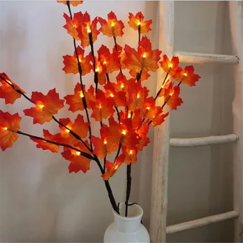 20 LED Szimuláció Maple Leaf Ág Fény LED Fűzfa Ága Lámpák Lámpa DIY Váza Töltelék Gally Fények Új Évben Karácsonyi Ajándék