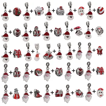 2db/Sok Piros Zománcozott Mikulás Charm Medál Illik ezüstözött Karkötő Női Karácsony Napja van, Ékszerek, Ajándék Készítés