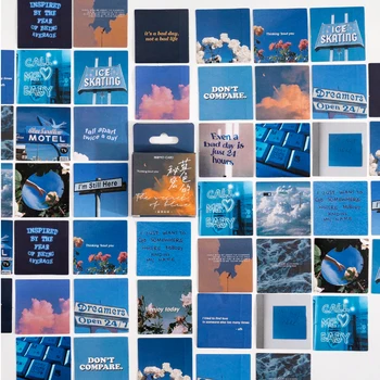 46pcs/doboz, Kék Titkos Deco Stickers Golyó Naplózó Tartozékok Matricák Esztétikai INS Scrapbooking DIY Dekoratív Papíráru