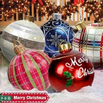 60cm Navidad Karácsonyi Labdák Kültéri PVC Felfújható Játékok Karácsonyi Dekoráció Az Otthoni karácsonyfa Karácsonyi Ajándék Új Év 2021