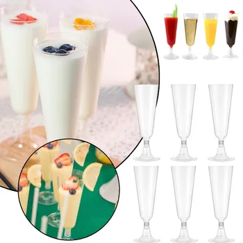 6DB Magas Minőségű Esküvői Pezsgős pohár Kreatív Eldobható Műanyag Esküvői Kupa Üveg Pezsgőt Inni Eszközök A Buli