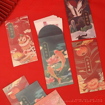 6pc Tigris éve piros boríték 2022 kínai új év dekoráció Kínai vörös boríték tavaszi fesztivál szerencsés pénzt zsebébe borítékot