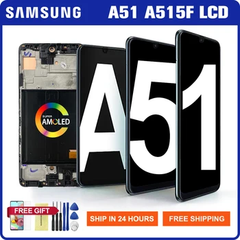 A51-es LCD Samsung Galaxy a51-es LCD Kijelző érintőképernyő Digitalizáló Ujjlenyomatokkal Samsung A515F A515/DS