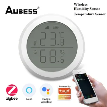 Aubess ZigBee/WIFI Hőmérséklet, Illetve a Páratartalom Érzékelő LCD Kijelző Dolgozik Tuya ZigBee Hub elemes Intelligens Élet