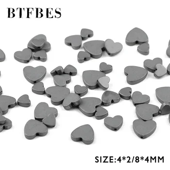 BTFBES Matt Barack Szív Alakú Fekete Hematit Gyöngyök Természetes Kő 6/8/10mm Kő Laza Gyöngy Ékszerek Készítése DIY Tartozékok