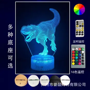 Disney dinoszaurusz 3d éjjeli lámpa vizuális kapcsolatot távirányító kreatív LED ünnepi születésnapi ajándék asztali lámpa gyermekek játék