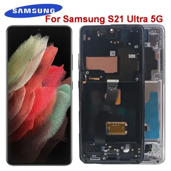 Eredeti AMOLED Samsung Galaxy S21 Ultra 5G Lcd G998F G998FN LCD Kijelző érintőképernyő Digitalizáló Szerelvény csere foltok