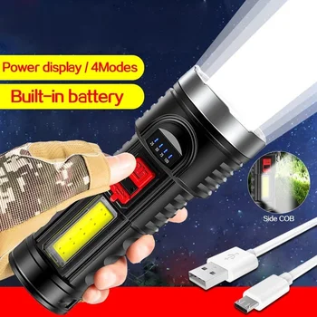 Erős Fény Lámpa USB Újratölthető Kis Lámpa Hordozható Ultra Fényes, Hosszú távú Kültéri Háztartási Multi-function Zseblámpa