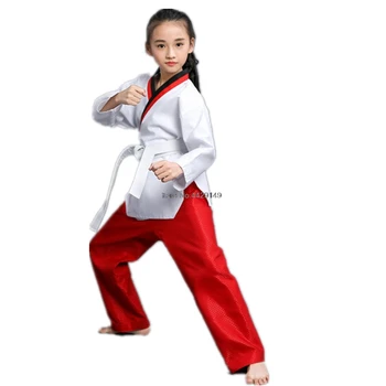 Felnőtt gyermek Légáteresztő pamut Harcművészeti Taekwondo egységes Ruházat Jóváhagyott Taekwondo edzés dobok ruhát ingyenes öv