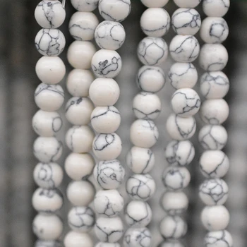 FLTMERH-nagykereskedelmi fehér Turquoises Kerek Beads15.5