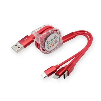 Forró Eladási Új Érkezés OEM 3 in 1 Visszahúzható USB-Kábel Multi Töltő C Típusú Töltő Kábel