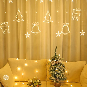 Függöny Karácsonyi Fények Nap Dekoráció Lámpás Húrok karácsonyfa String Fények karácsonyfa LED