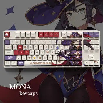 Genshin Hatása Téma MONA Pbt-Anyag Keycaps 108 Kulcs Készlet Mechanikus Billentyűzet Oem Cseresznye Profil Csak KeyCaps ManyuDou