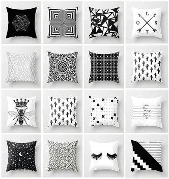 Geometriai párnahuzat Fekete, Fehér, Pamut Poliészter Párnát Esetben Geometrikus Művészet Párna Északi Dekoratív díszpárna