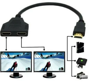 HD 1080P V1.4 Férfi Dupla Női Adapter Kábel 1 2 Átalakító Csatlakoztassa a Kábel HD-MI Kompatibilis 2 Dual Port Y Elosztó