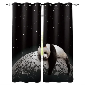 Hold Éjszakai Égen, Panda, Modern Függönyök Nappali, Hálószoba, Konyha, Függöny, Függönyök Ablak Kezelések