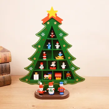 Karácsonyi Diy Fából készült karácsonyfa Ajándék Asztali Dekoráció, Dísztárgyak, Karácsonyi gyermekek Ajándékok, Kézműves Játék Dekoráció