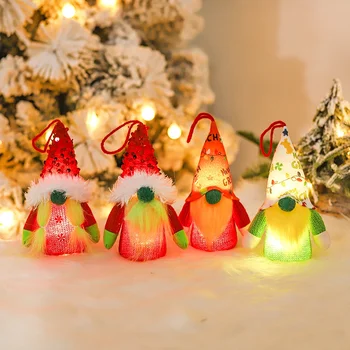 Karácsonyi LED Plüss Gnome Arctalan Plüss Játék Asztali Mikulás Figurák Díszek Csillogó karácsonyfa Díszek Ajándék