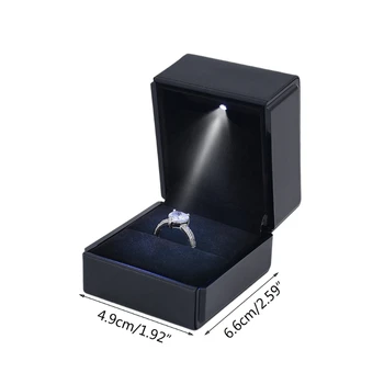 LED-es Világító Fülbevaló, Gyűrű, Ajándék Doboz, Esküvői jegygyűrű Ékszer Kijelző Jogosultja A0NF