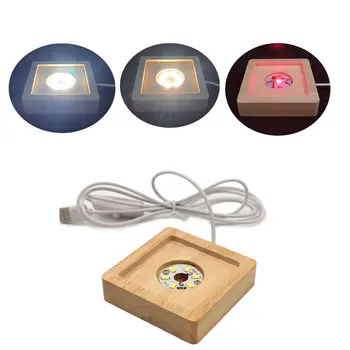 LED Kijelző Alap Színes /Fehér/Meleg Fény Fa Égő Alap Állvány USB-Kábel Táblázat Központi lakberendezés