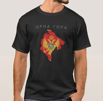Montenegró Ország Zászló Térkép Alakú Szimbólum T-Shirt. Nyári Pamut Rövid Ujjú O-Nyakú Férfi Póló Új S-3XL