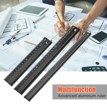 Multi-function Alumínium Ötvözet Kéz Védő Uralkodó csúszásmentes Egyenes Vonalzó