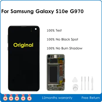 Nem Éget Árnyéka Eredeti Super AMOLED Samsung Galaxy S10e G970 G970F Kijelző érintőképernyő Digitalizáló A Keret Javítás
