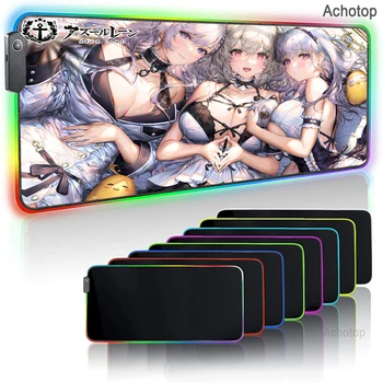 Szexi Lányok RGB LED Mousepad PC Gamer 900x400 Anime Egér Pad Azur Lane Gaming Billentyűzet Asztal Mat Pad Háttérvilágítással Genshin Hatása