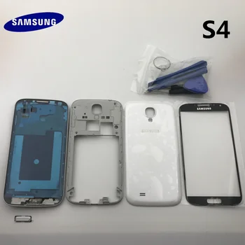 teljes Samsung Galaxy S4 i9500 i9505 i337 Ház Ügyben Első Keret + hátlap, hogy ha a+ Elülső Üveg+Ragasztó+Eszközök