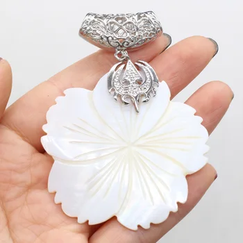 Természetes Kagyló Medál, Virág alakú Gyöngyház Gyönyörű bájait ékszerek készítése DIY Nyaklánc fülbevaló tartozékok