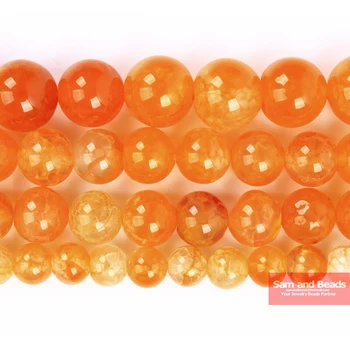 Természetes Kő Narancs Sárkány Vénák Repedt Agates Kör Laza Gyöngyök 6 8 10 12 MM Válassz Méretet Ékszer Készítés OVB01