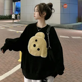 Divat Medve Túlméretezett Kapucnis Pulcsit Nők Koreai Aranyos Kabátok Streetwear Lány Őszi Harajuku Felsők Női Őszi Kapucnis