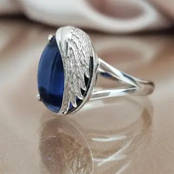 Gyönyörű Nők Gyűrű Divat Ékszerek Kék Strasszos Cirkon Gyűrűk Női Kiegészítők Klasszikus Ajándék