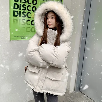 Női Kabát, Új Pure Color Vastag Zubbonyok koreai Vastag Kabát, Pamut, Rövid Női Téli Kabát Kapucnis Laza Női Kabát