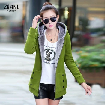 Zöld Nők Zip Kapucnis Streetwear Szilárd Divat a Hosszú Ujjú kapucnis pulóver Y2k Őszi Alkalmi Női Kapucnis kabát kardigán